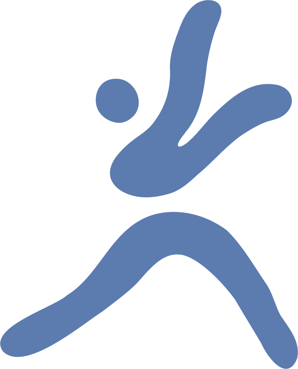 Abstract blue figure in dynamic pose